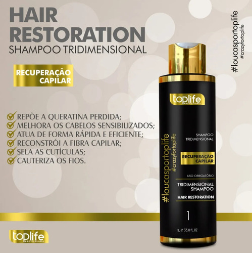 Shampoo Reconstrutor Queratina 1l Toplife - Pós Química
