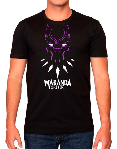 Polera Algodon Personalizada Black Panter Wakanda Forever