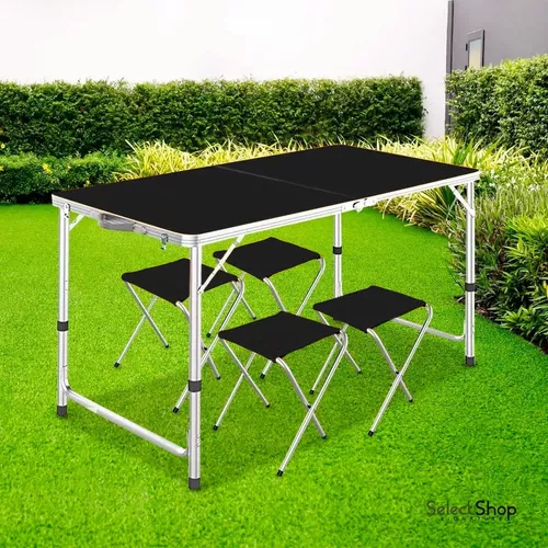 Mesa Plegable Tipo Portafolio 1.20 M Con 4 Sillas Portátiles