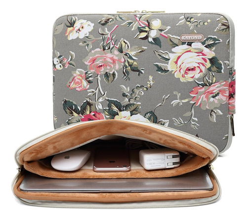 Kayond Lona Con Patrón Gris Con Rosas - Funda Para Portátil 