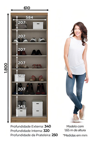 Guarda Roupa Multiuso 2 Portas Violeta H02 Rústico/off White Cor Marrom
