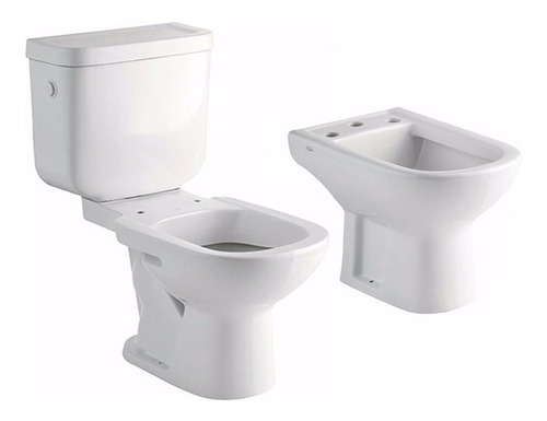 Inodoro Largo C/ Deposito + Bidet 3 O 1 Agujeros Ferrum Bari