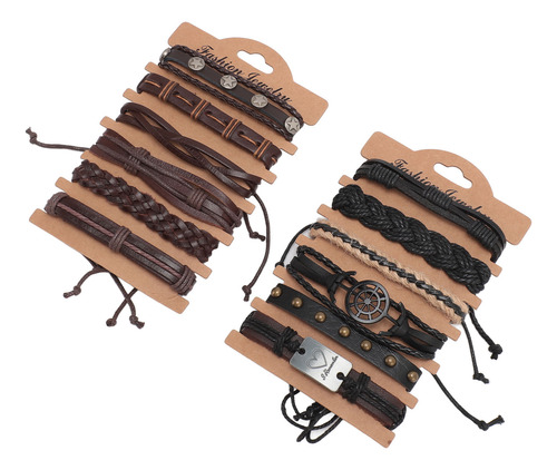 Juego De 12 Pulseras Envolventes De Piel Sintética, Varias C
