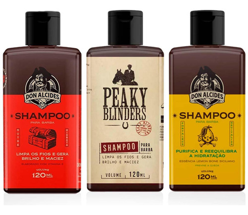 Kit 3x Shampoo Barba Negra Lemon Peaky Blinders Don Alcides