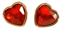 Comprar Aretes Nice Corazón Elegante Con Cristal Rojo Cereza