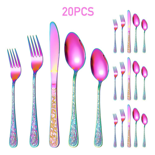 S Set De Cubiertos De Acero Inoxidable 20 Piezas