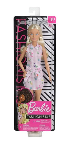 Imagem 7 de 8 de Boneca Barbie Fashionista 119 Loira Vestido Rosa Nova 2019