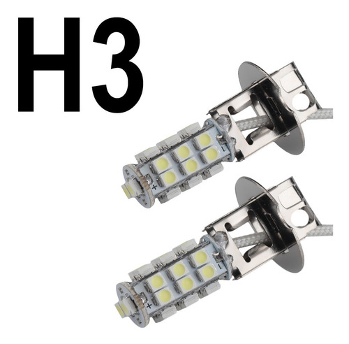 Par Lâmpadas Led H3 Super Branca Smd 26 Farol Milha / Alto