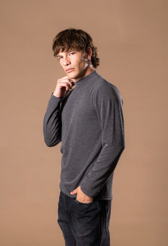 Polera Sweater Hombre Algodon Liso Cuello Alto