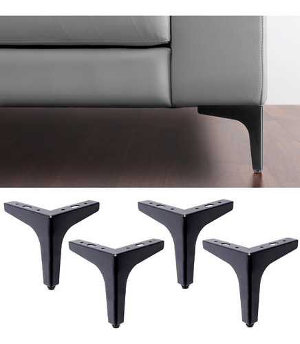 Patas Sofa Negro Elevadores Mueble Cama Apilables 4 Pz 13cm