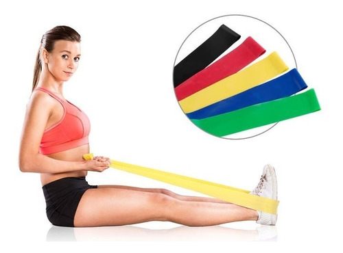 Imagen 2 de 8 de Set X5 Bandas Elastica Isometrica Resistencia Fitness Gym