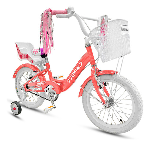 Bicicleta Niña Urbana R16 Vintage Infantil Con Accesorios Color Salmón Tamaño Del Cuadro 16