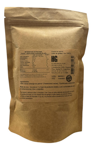 Cacao En Polvo Energía Organikal 500gr