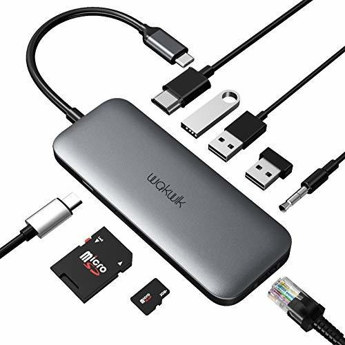 Wakwlk - Adaptador Usb C 9 En 1 Con Usb-c Pd 30 Ethernet 4 K