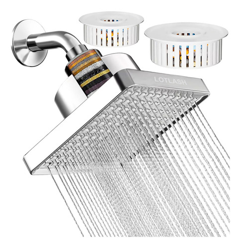 Cabezal De Ducha Regadera Con Filtro Ducha 20 Etapas Lotlash Color Gris Alta presión de agua 360 Grados Fabricado en Material Abs de Alta Resistente y Duradero Ducha y Filtro 2 en 1 Apto para Baño