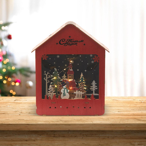 Casa De Pueblo De Navidad Escena De Pueblo De Navidad Rojo L