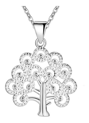 Collar Cadena Árbol De La Vida Baño Plata + Caja De Regalo