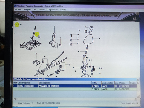 Palanca Cambios Ford Focus One 1999-2009 Caja Ib5 Original