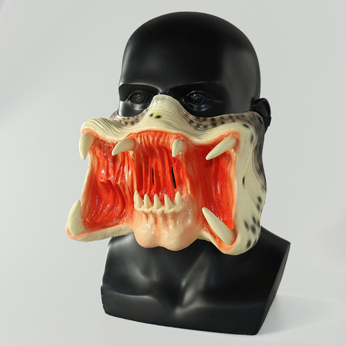 Z Halloween Props Predador Alien Boca Grande Látex Capa