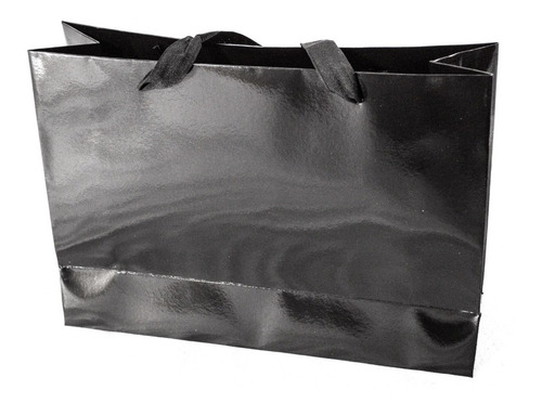 Bolsa Cartulina Negra Laminada 32x10x23 Con Manija X50 C
