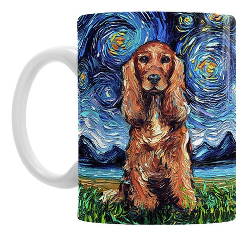 Taza De Cerámica Perro Cocker Perrito Con Caja