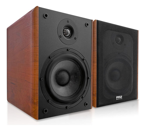 Pyle 525 Altavoces De Estantería De Madera Para El Hogar, 1