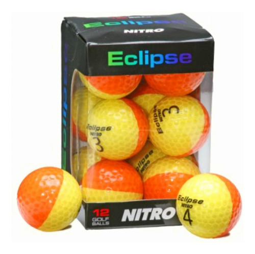 Nitro Eclipse Paquete De 12 pelotas De Golf, Yell/orange,