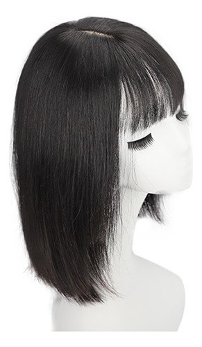 Peluca Bob 30cm Cabello Natural Negro Para Dama