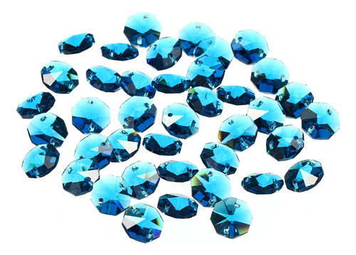 40 Cuentas Cristal Octágono Para Diy Lámpara 14mm Cielo Azul