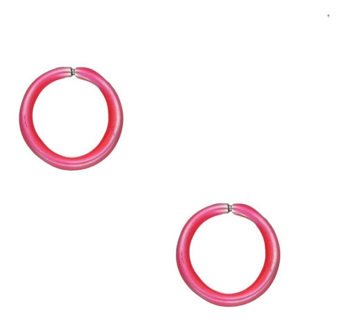 Aros Argolla Piercing Septum Esmaltado Rosado Plata 925 Caja