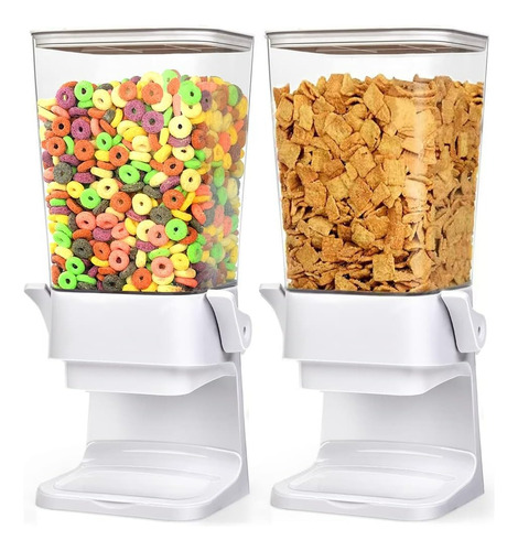 Dispensador Para Cereal Doble Contenedores Color Blanco