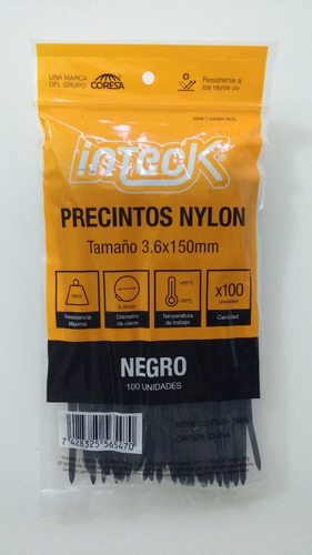 Precintos Plasticos Inteck 100 Unidades 150mm X 3,6mm (15cm)