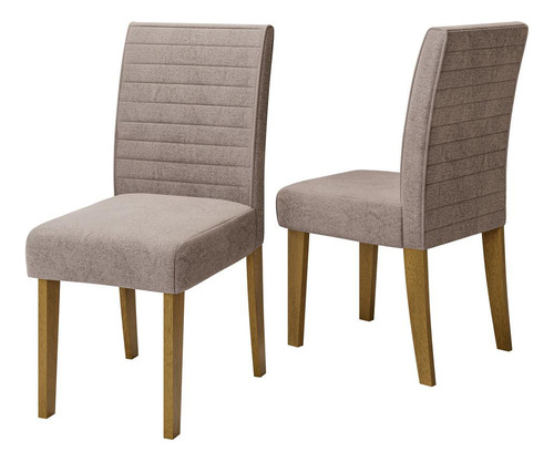 Conjunto Com 2 Cadeiras De Jantar Multimóveis Cr50041 Cor Bege