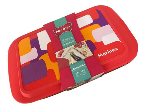 Bandeja rectangular para hornear lasaña de 3,7 litros con tapa de color | Marinex Color Incolor