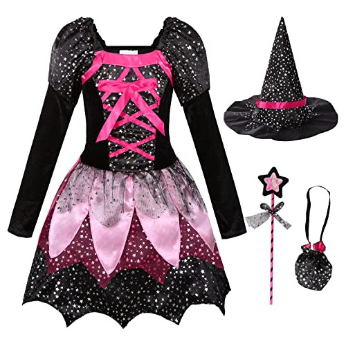 Vestido De Brujita Niñas - Disfraz De Bruja Estrellas ...