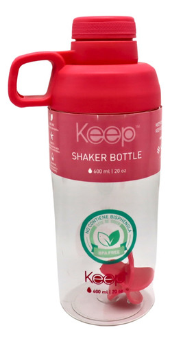 Botella Shaker Mezclador Proteinas Gimnasio 600ml Keep / Aba