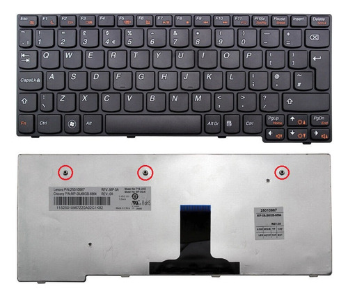 Teclado Lenovo S10-3 S100 S110 S10-3s 25010047 25010968 Negro Inglés Uk