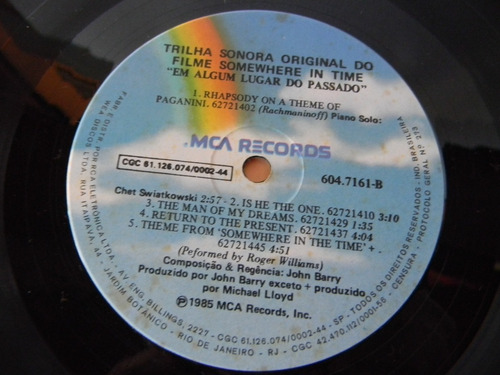 Lp - Em Algum Lugar Do Passado - John Barry (Usado)