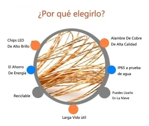 Imagen 2 de 7 de Pack X2 Guirnalda 200 Led Alambre Hada Boda 20mts