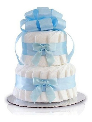 Pastel Clasico De Panales Para Baby Shower (2 Niveles, Azul)