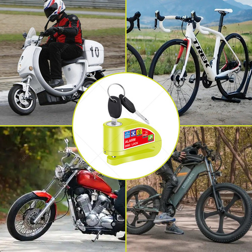 Alarma Motocicleta Impermeable Bloqueo Freno Disco Candado Color Verde