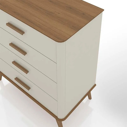 Cômoda Maitê Em Mdf Com 4 Gavetas Fabrimóveis Cor Nature/off White