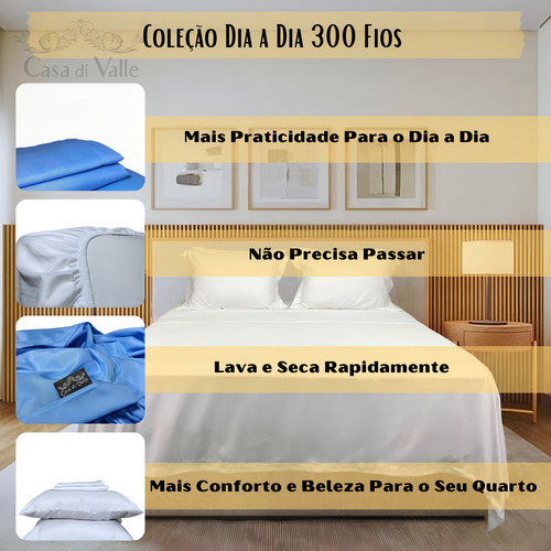 Lençol Casal Com Elástico Percal 300 Fios Viena Dia A Dia