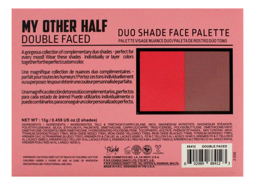 Paleta Facial Rude My Other Half Duo Shade Double Face