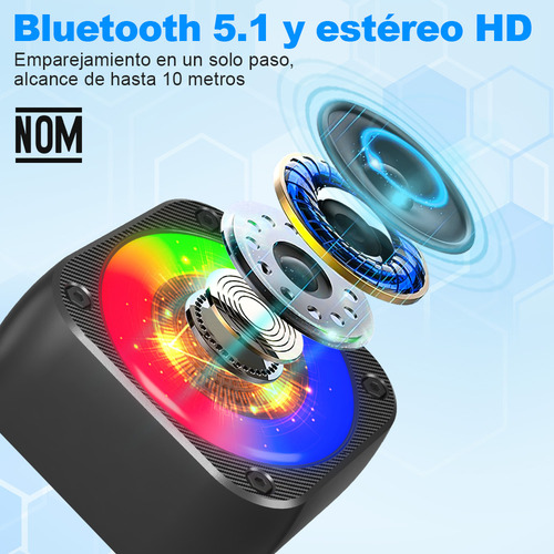 Innovative026 Bocina Bluetooth Inalámbric Bocinas Portatiles Mc-1205 Speaker Altavoz Inalámbrico Portátil Con Led Rgb Bateria Recargable Soporte Tarjeta Usb Tarjeta Tf,tws