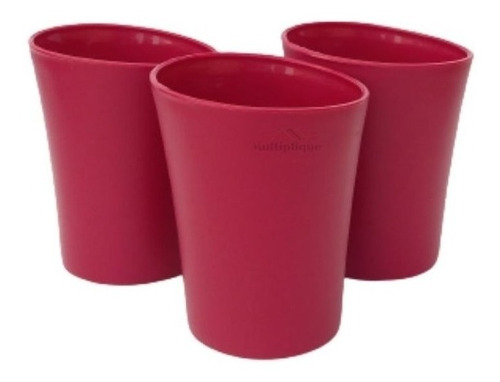 Kit 03 Copos Plastico Duro Resistente Bebidas 300ml Vermelho