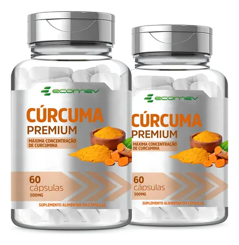 comprar 2 Potes Suplemento Em Cápsulas Curcuma 500mg 120cáps Sabor Sem Sabor