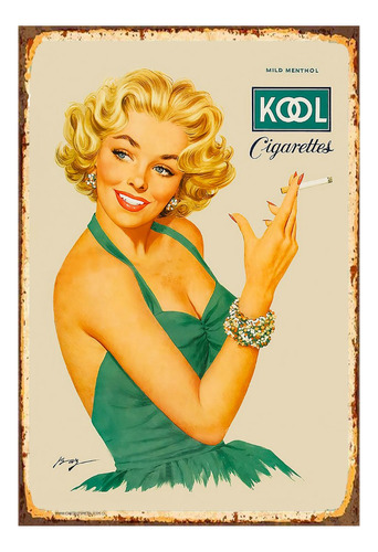 1 Cartel Metalico Cigarros Kool Retro Publicidad 40x28 Cms