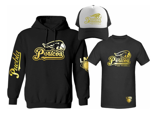 Kit Sudadera + Playera + Gorra Modelo Pericos De Puebla Gold