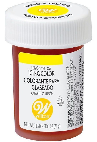 Colorante Comestible Gel Amarillo Limon Wilton Glace Real 